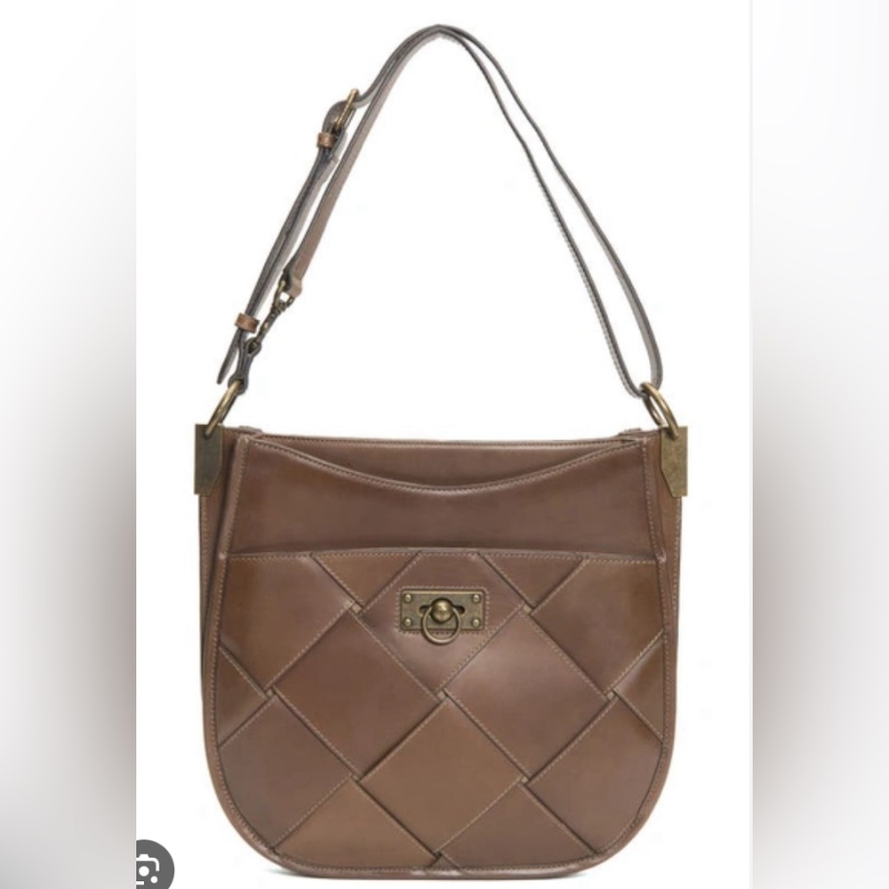 FRYE Farrah bold weave hobo dark brown